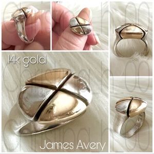 14k James Avery hemisphere X ring tall and wide substantial